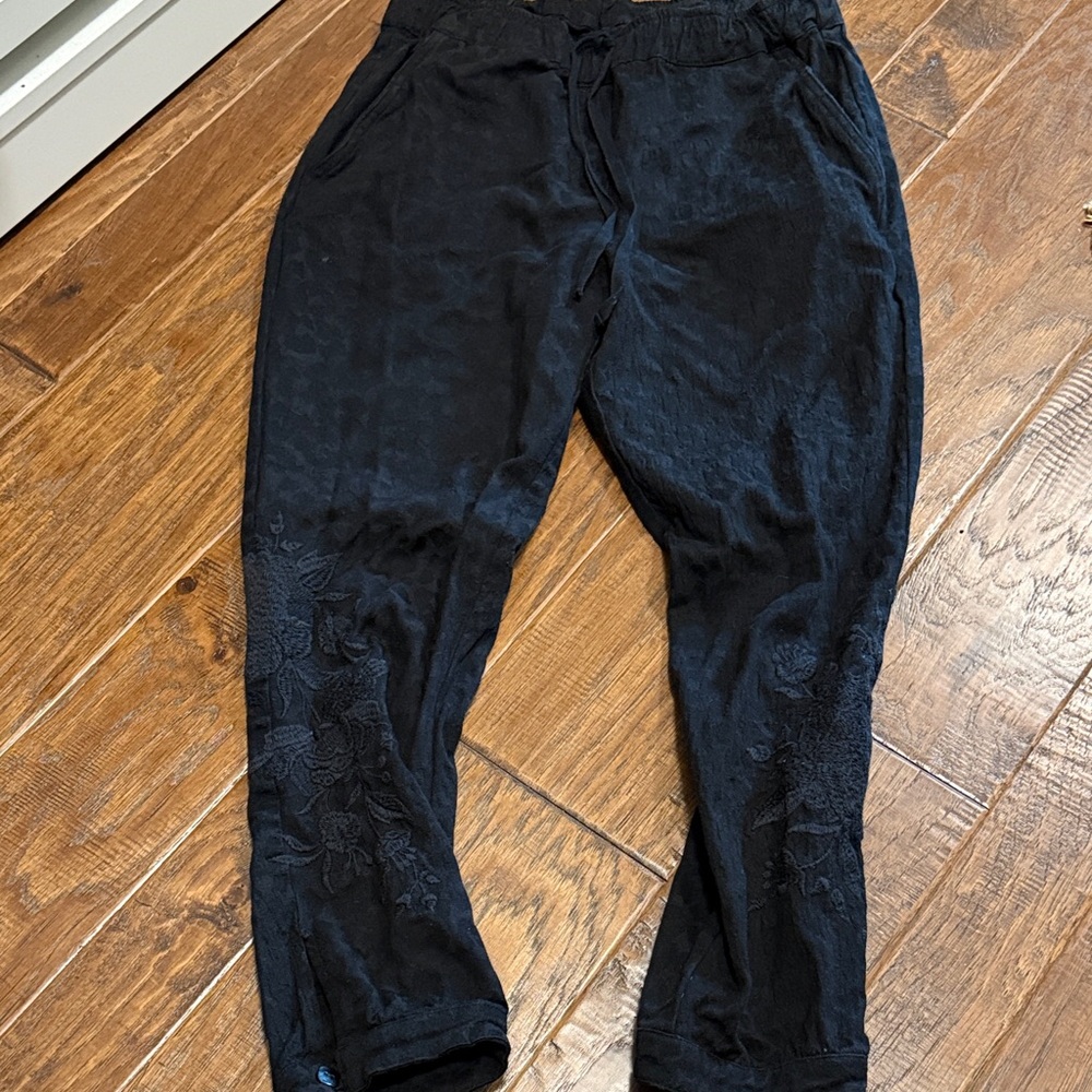 Johnny Was Charcoal Textured Trousers